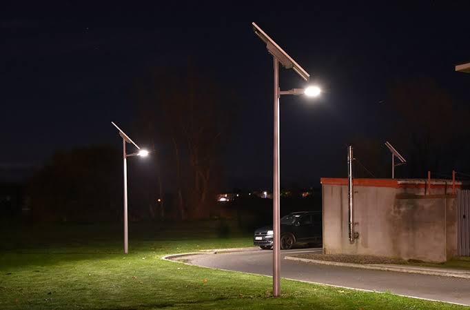 Solar Street Lights at Night